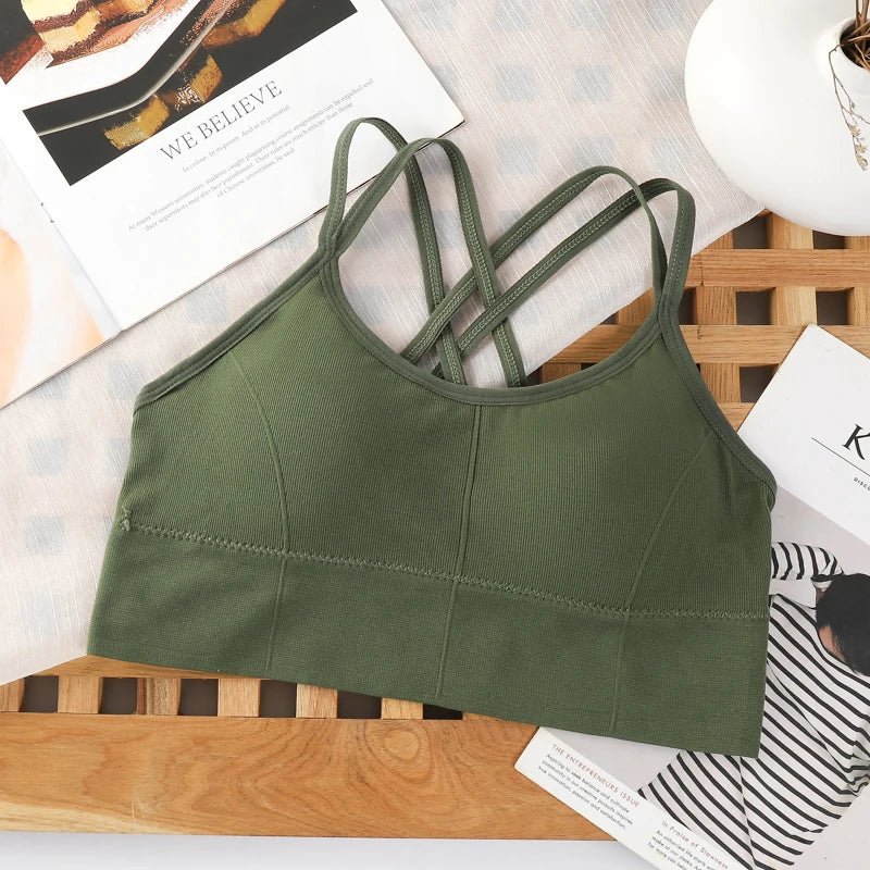 Sexy Women Tops Back Cross Strap Tank Top Push Up Running Sports Bra Breathable Soft Fitness Beauty Solid Color Yoga Bra Beauty World Shop