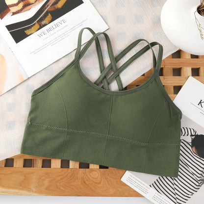 Sexy Women Tops Back Cross Strap Tank Top Push Up Running Sports Bra Breathable Soft Fitness Beauty Solid Color Yoga Bra Beauty World Shop