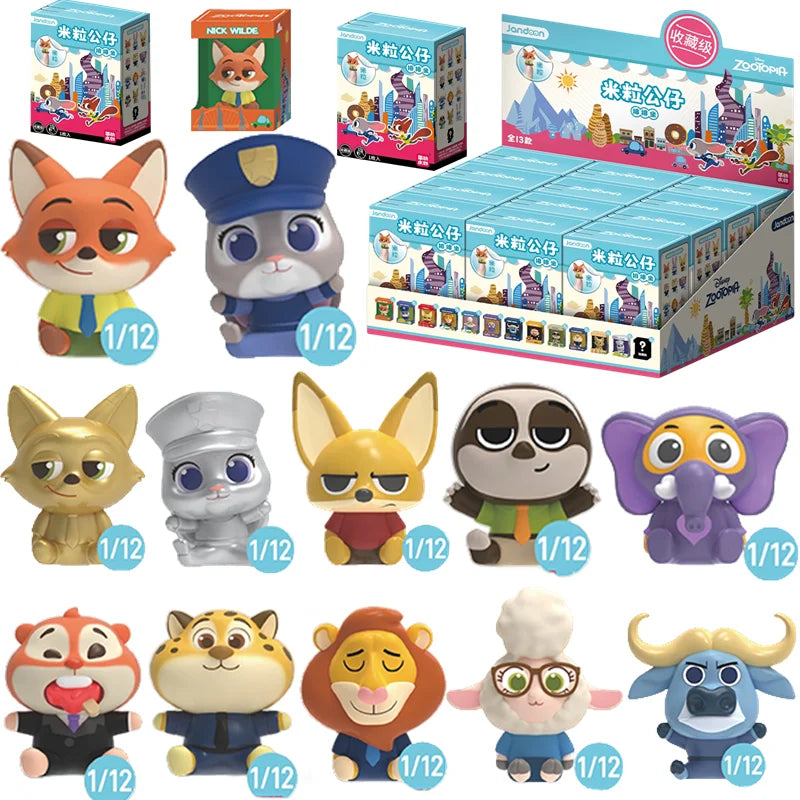 JANDOOM Disney Toy Story Stitch Mickey Mouse Winnie Zootopia Doraemon Action Figure Rice Grains Doll Model Blind Box Toys Gifts Beauty World Shop