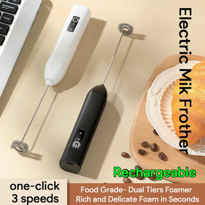 Wireless Milk Frother Electric Type-C Handheld Blender Stainless Steel Mini Coffee Maker Whisk Mixer For Coffee Cappuccino Cream Beauty World Shop