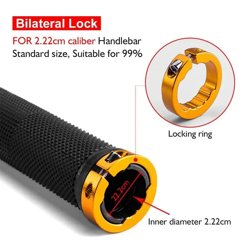 MTB Bicycle Rubber Grips Alloy Lock Bilateral Lock Handlebar Grips Anti Slip Cycling Handlebar Sleeve BMX Bicycle Accessories Beauty World Shop