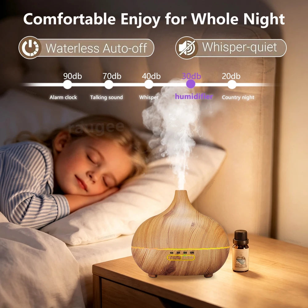Air Aroma Humidifier Woodgrain Ultrasonic USB Humidifier Essential Oil Diffuser Home Fragrance Air Purifier with Night Light Beauty World Shop