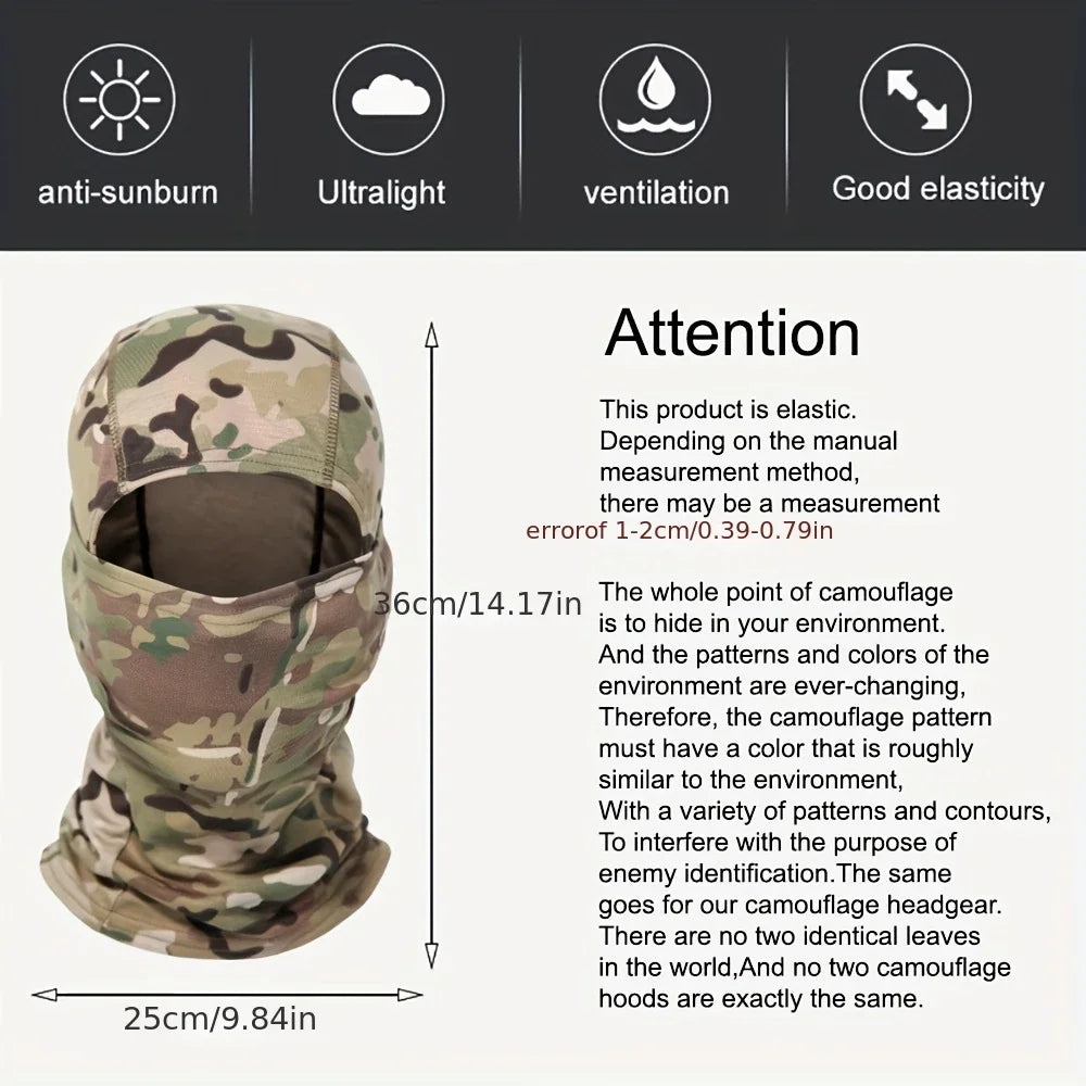 Tactical Windproof Balaclava for Bicycle Riding, Full Cover, Outdoor Hunting, Hiking Head, Warm Shield, Ski Scarf Beauty World Shop