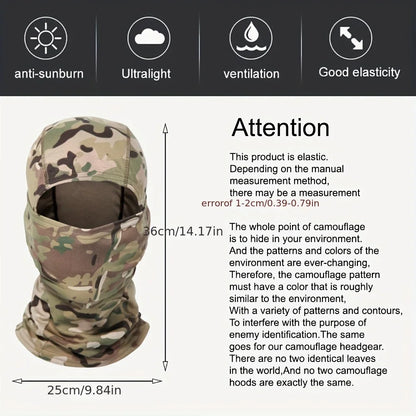Tactical Windproof Balaclava for Bicycle Riding, Full Cover, Outdoor Hunting, Hiking Head, Warm Shield, Ski Scarf Beauty World Shop