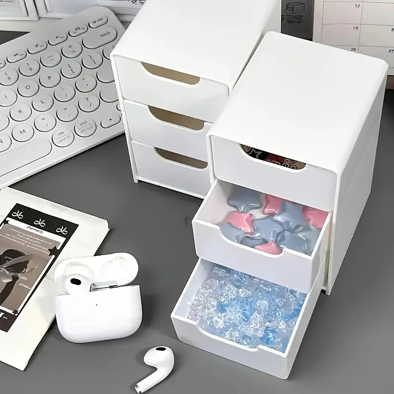 Chic 3-Tier Desk Organizer with Drawers - Ideal for Office Supplies, Jewelry & Cosmetics Storage - Portable Divider Box Beauty World Shop