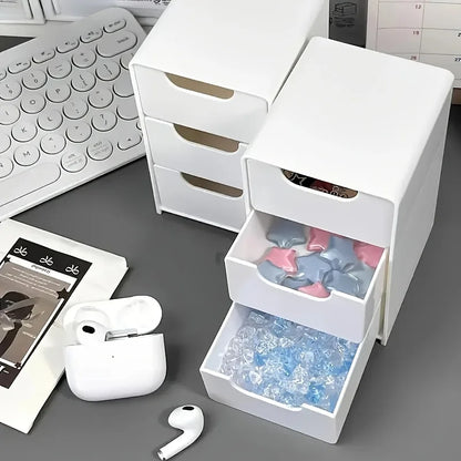 Chic 3-Tier Desk Organizer with Drawers - Ideal for Office Supplies, Jewelry & Cosmetics Storage - Portable Divider Box Beauty World Shop