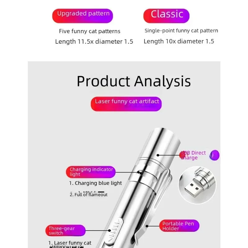 Enhanced Multifunctional Toy with USB Charging Infrared Laser Pattern Projection Interactive Cat Stick for Pet Activity Supplies Beauty World Shop