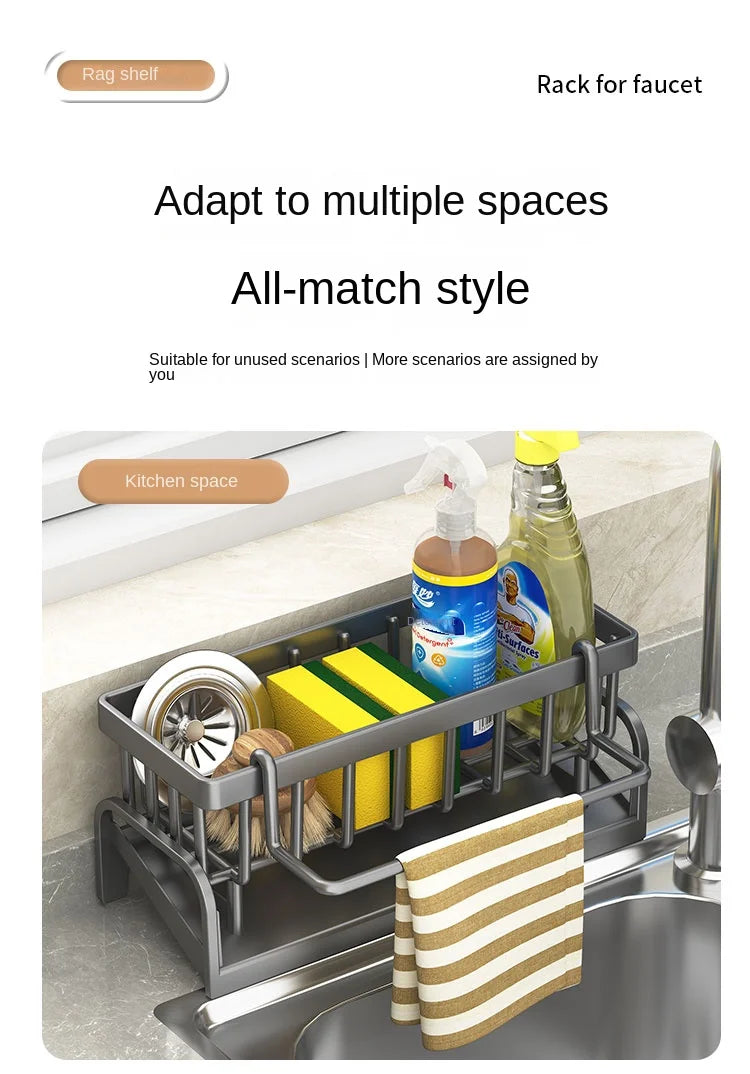 Kitchen Shelf Cleaning Cloth Storage Draining Rack Household Detergent Sponge Rack Water Sink Water Sink Water Sink Artifact Beauty World Shop