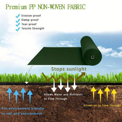 Heavy duty non-woven floor covering weed barrier, green, non-woven fabric, suitable for gardens, courtyards, farms, orchards Beauty World Shop