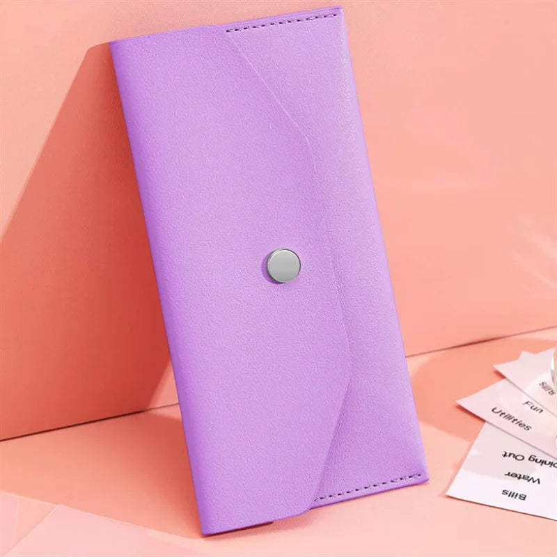 Ultra-thin Cash Envelope Wallet Wear-resistant PU Leather Money Binder Organizer Waterproof Pouch Name Card Holder Male Female Beauty World Shop