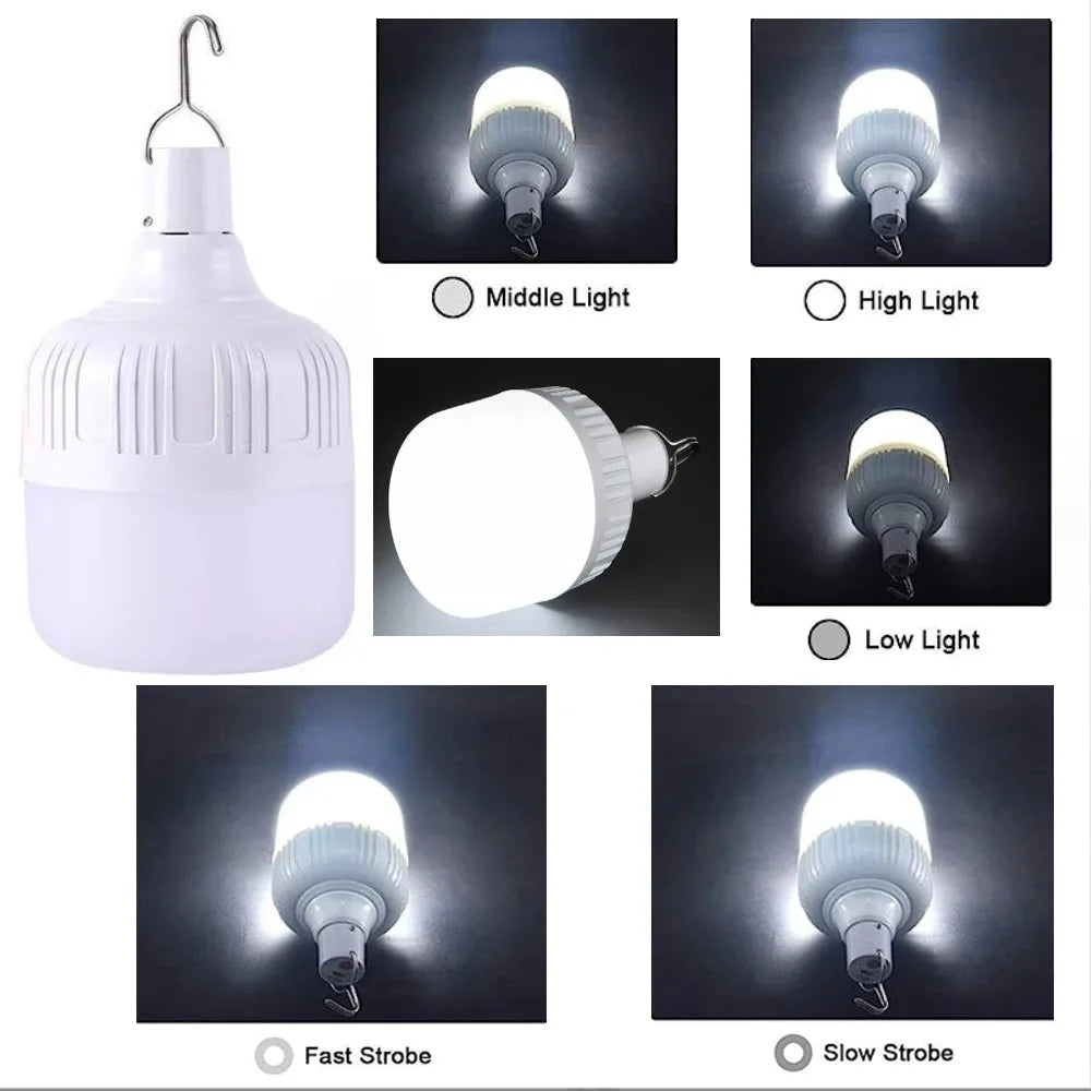 1-8pcs Portable Outdoor Camping Lights USB Rechargeable lamp LED Emergency Bulb Hook High Power Tents Lantern Night Lights Bulb Beauty World Shop