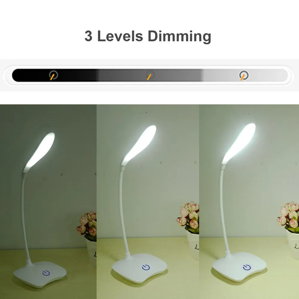 LED Desktop Desk Lamp USB Rechargeable Lighting Eye Protection Room Night Light Bedroom Bedside Student Reading Lamp Beauty World Shop