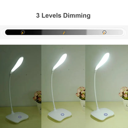 LED Desktop Desk Lamp USB Rechargeable Lighting Eye Protection Room Night Light Bedroom Bedside Student Reading Lamp Beauty World Shop