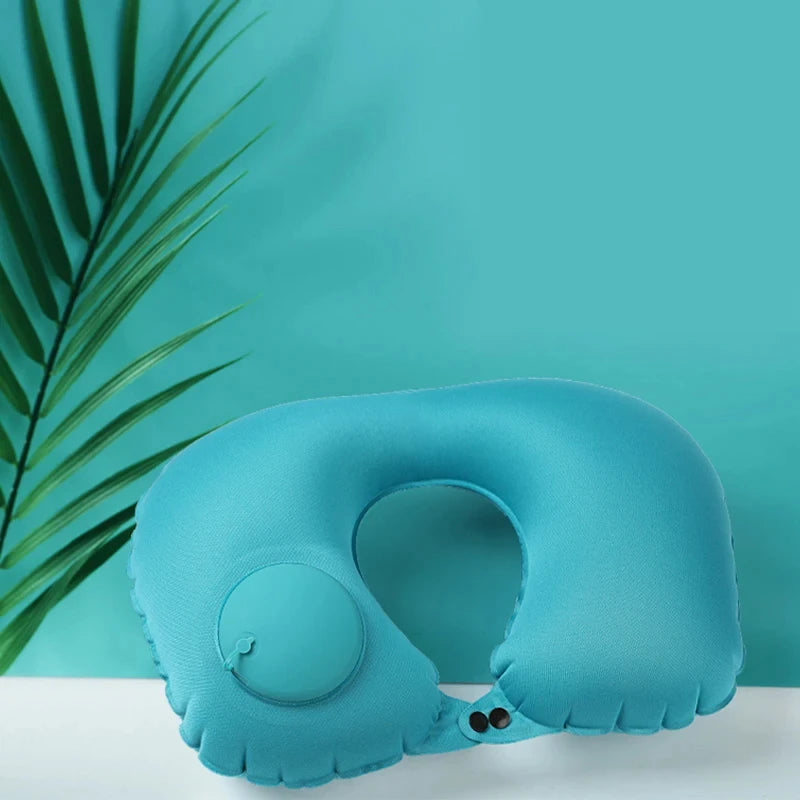 Inflatable Travel Neck Pillow U-shaped Cervical Orthopedic Protection Pillow Outdoor Portable Foldable Pillow Travel Essentials Beauty World Shop