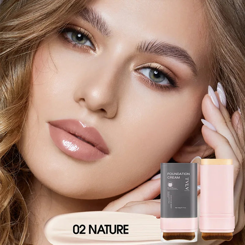 TVLV Concealing Foundation Stick: 5 Shades with Built-In Brush - Cream Finish, Lightweight and Waterproof Formula, Beauty Trend Shop