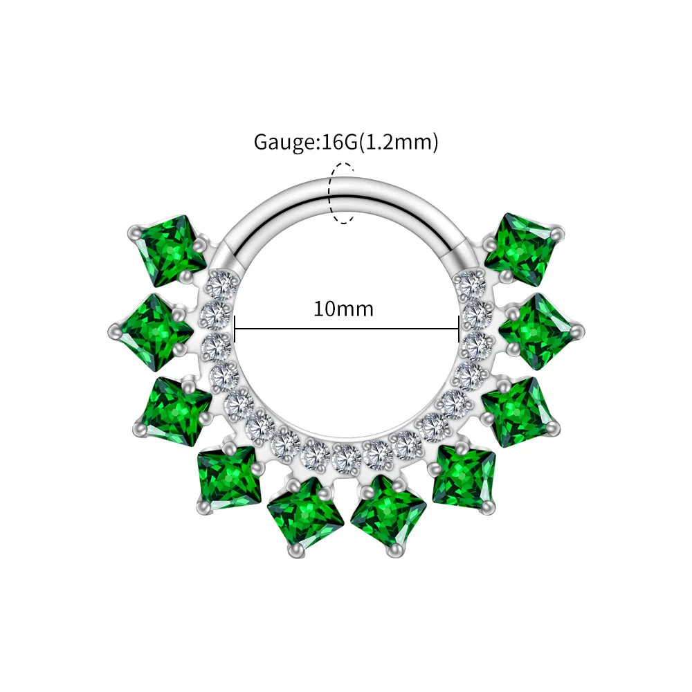 Right Grand ASTM F136 Titanium 16G CZ Hinged Clicker Segment Hoop Ring 8mm/10mm Daith Helix Earring Septum Nose Piercing Jewelry Beauty World Shop
