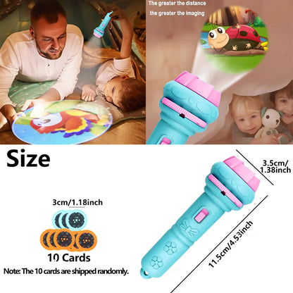 10 Cards Cartoon Projection Flashlight 80 Patterns Creative Children Flashlight Toy Projector Baby Toys Bedtime Story Book Toy Beauty Fashion