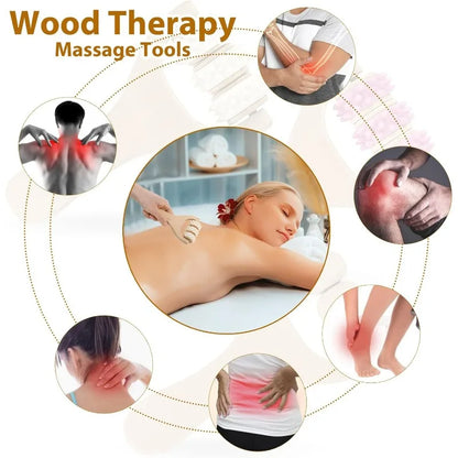 Wooden Massage Roller Set | Handheld Body & Foot Massager for Neck Back Legs | Muscle Relief Tool for Home & Office Use Beauty World Shop
