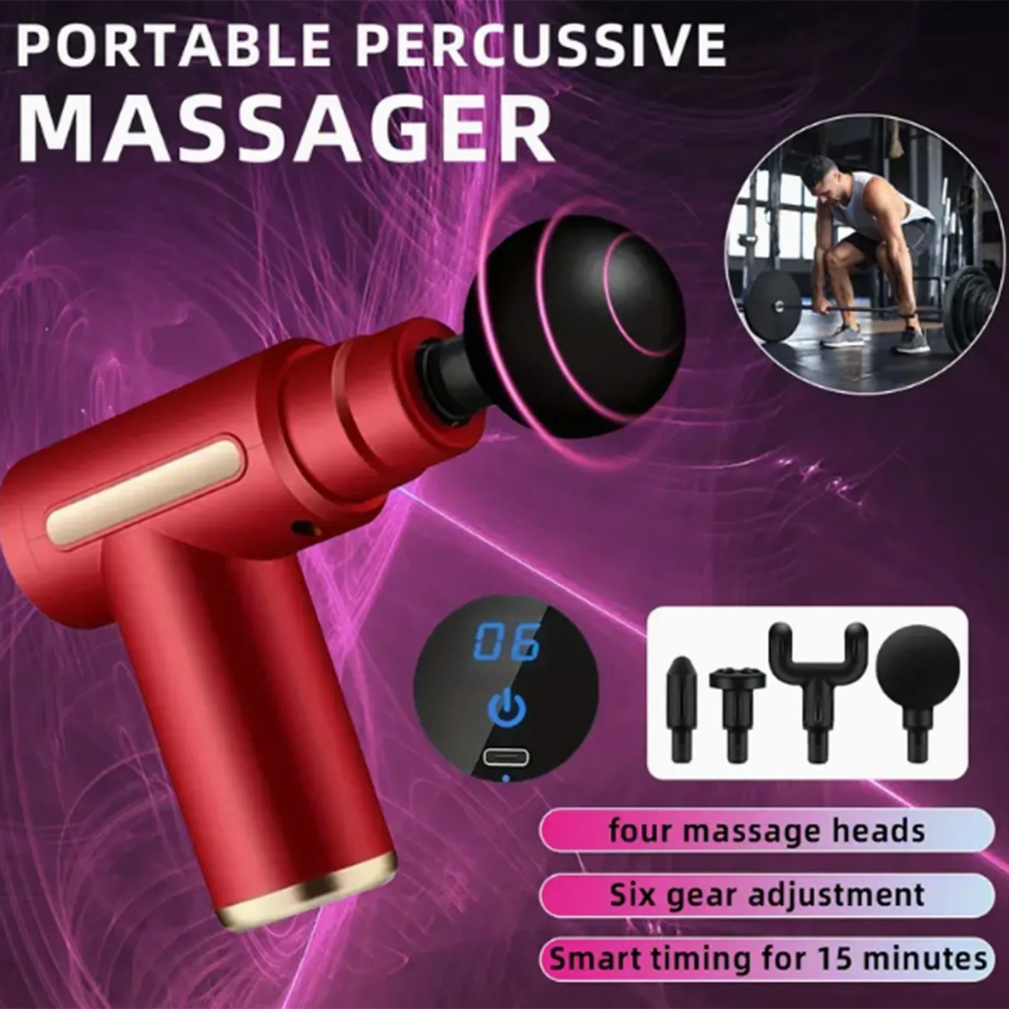 Fascial Machine Muscle Relaxation USB Mini Massage Gun Vibration Gun Massage Fitness Equipment Neck Grasping Fascia Gun Beauty Fashion