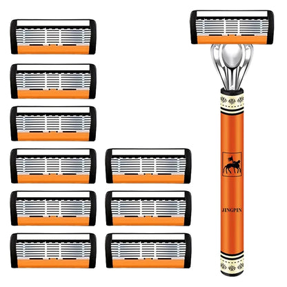 6-Layers Safety Razor Set High Quality Men Razor Sharp Stainless Steel Shaving Changeable Shaver Head Blade ﻿ Beauty World Shop