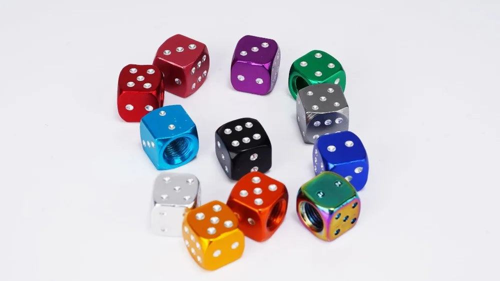 Aluminum Dice Tire Valve Caps Dustproof Car Truck Motocycle Bike Dice Wheel Stem Tyre Tire Wheel Stem Air Valve Dust Cap Cover Beauty World Shop