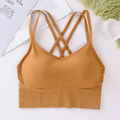 Sexy Women Tops Back Cross Strap Tank Top Push Up Running Sports Bra Breathable Soft Fitness Beauty Solid Color Yoga Bra Beauty World Shop