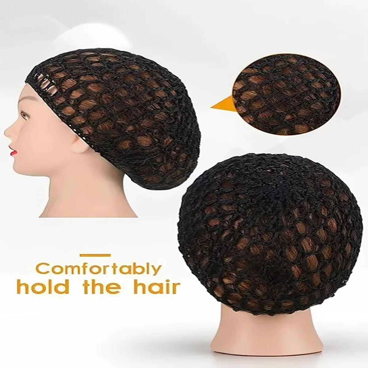 2/6 pcs Comfortable Handmade Crochet Hair Net Hat, Braided Hat, Breathable Mesh Sleeping Cap, Unisex Elastic Hair Net Beauty World Shop