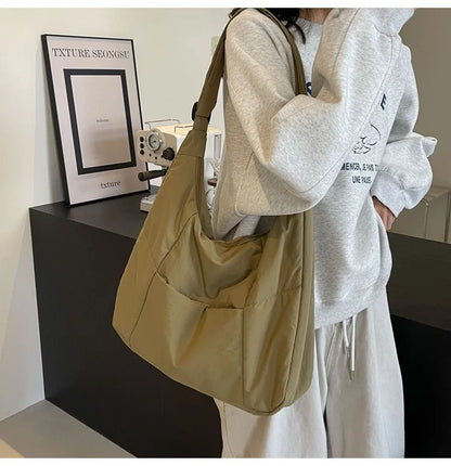 Trendy Women's Soft Cloth Shoulder Bag Solid Color Student 2026 Spring Y2k Casual Style Big Handbags Crossbody Bags for Women Beauty World Shop
