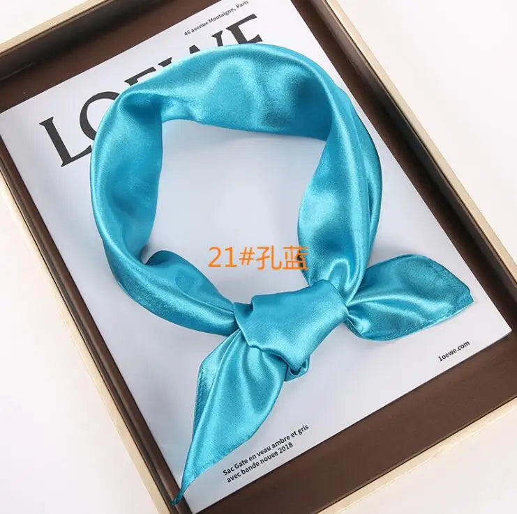 New Solid 60x60cm Square Scarf Single Imitation Silk Bright Light And Satin Performance Scarves Party Gift Beauty World Shop