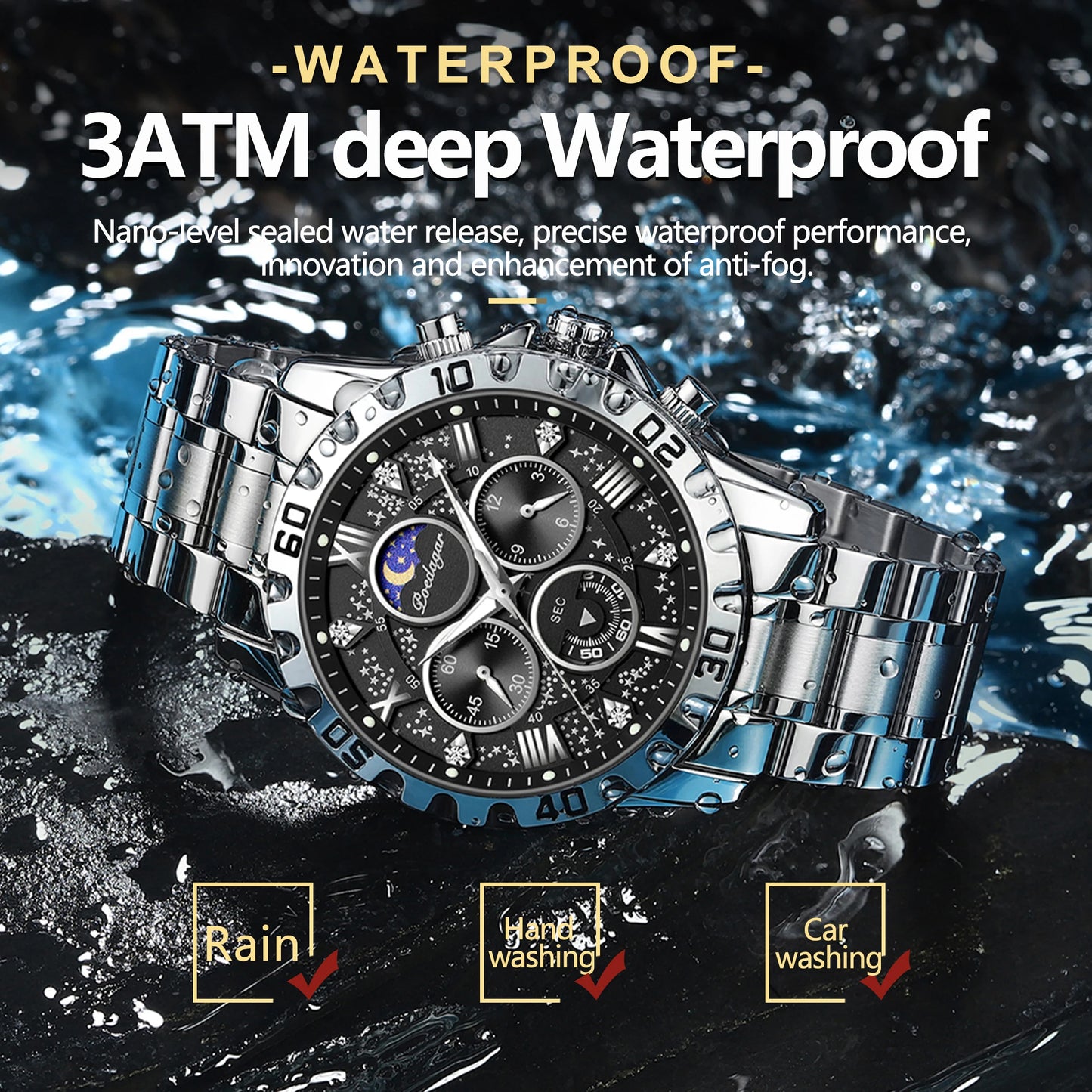 POEDAGAR Luxury Man Watch Waterproof Luminous Stainless Steel Quartz Men's Wristwatch Chronograph Military Watches For Men Reloj Beauty World Shop