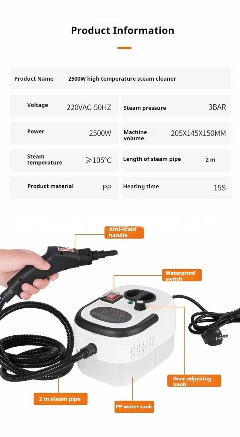Steam Cleaner High Temperature Sterilization Air Conditioning Kitchen Hood Home /Car Steaming Cleaner 220V EU Plug Beauty World Shop