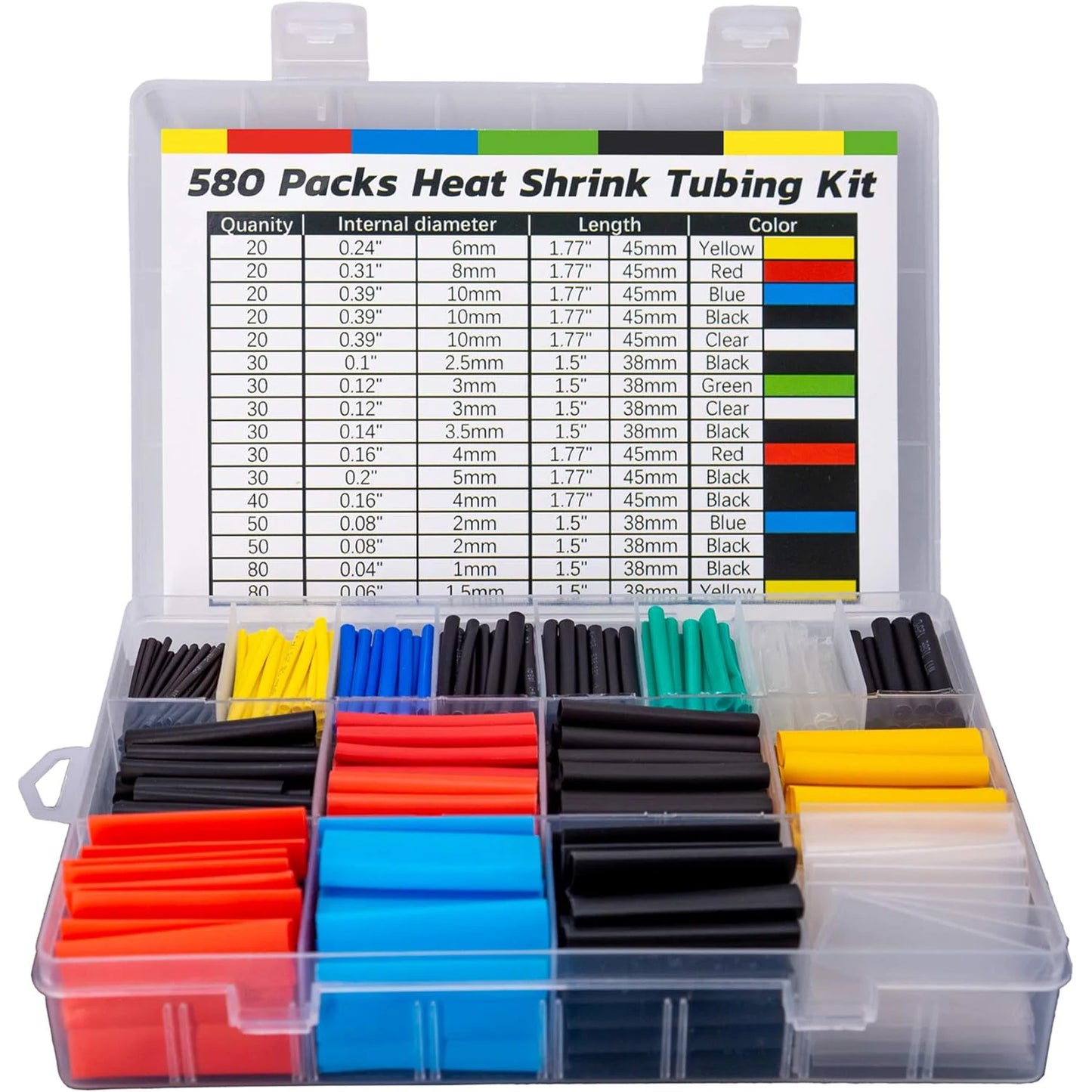 580/560Pcs Heat Shrink Tubing Kit EVA Material in 6 Colors 11 Sizes - Ideal for Electrical Insulation, Repairs, and Wire Conne Beauty World Shop