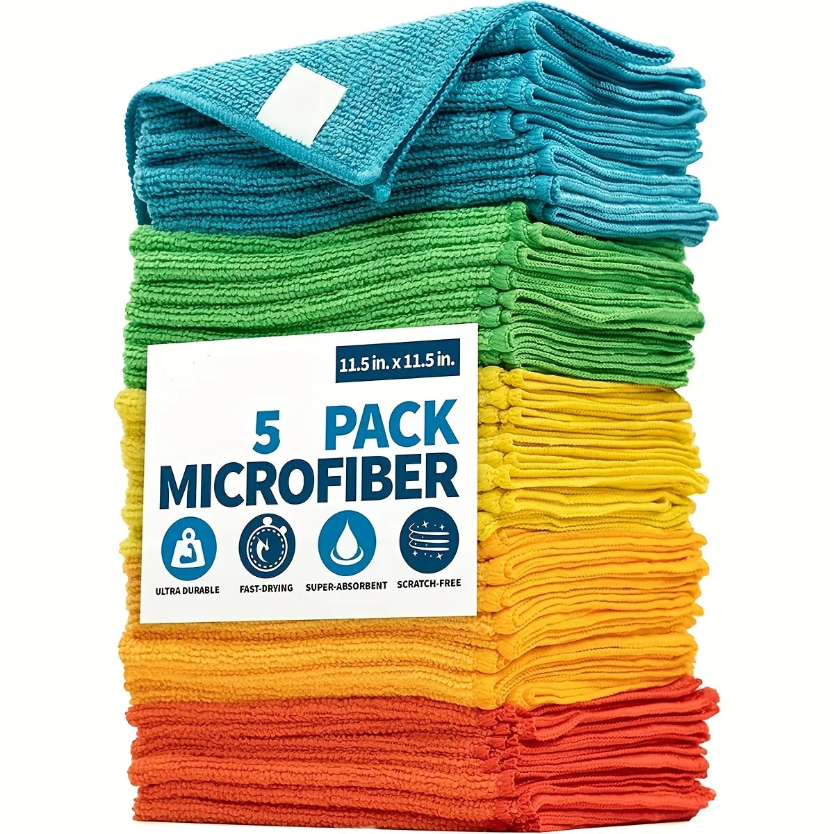 Microfiber Cleaning Cloths - Polyester, multi-surface streak-free. For outdoor, bathroom, kitchen, patio. Super absorbent, versa Beauty World Shop