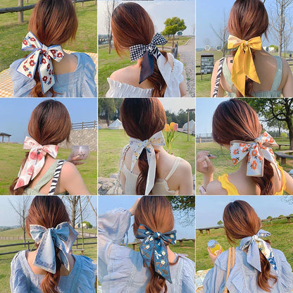Set Series Silk Satin Scarf Women Cloth Hair Bands Headdress Accessories Lady Scarves Ribbon Neck Ties for Bag Handle/4pcs Beauty World Shop