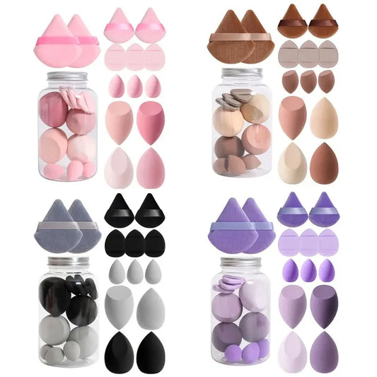 14Pcs/Set Makeup Sponge Set with Storage Jar Velvet Beauty Blenders Makeup Sponge Finger Puff Foundation Cosmetic Puffs Beauty World Shop