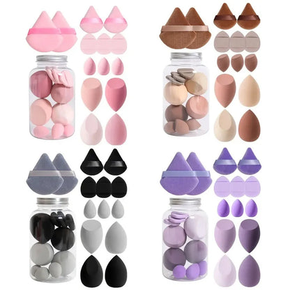 14Pcs/Set Makeup Sponge Set with Storage Jar Velvet Beauty Blenders Makeup Sponge Finger Puff Foundation Cosmetic Puffs Beauty World Shop