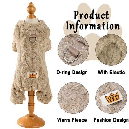 Pet Dog Clothes Cozy Soft Fleece Puppy Cat Jumpsuit For Small Medium Dogs Cats Winter Warm Clothes With Elasicity Yorkshire Pug