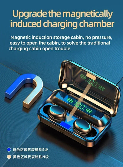 F9 Bluetooth Headphones 9D Stereo High Bass Sport Earphones Touch Control TWS Wireless Earbuds Waterproof Handsfree Headset Beauty World Shop
