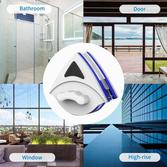 Magnetic Double Layer Glass Window Cleaner Home Multifunctional High Rise with Automatic Drainage Strong Grip Long Reach Beauty World Shop