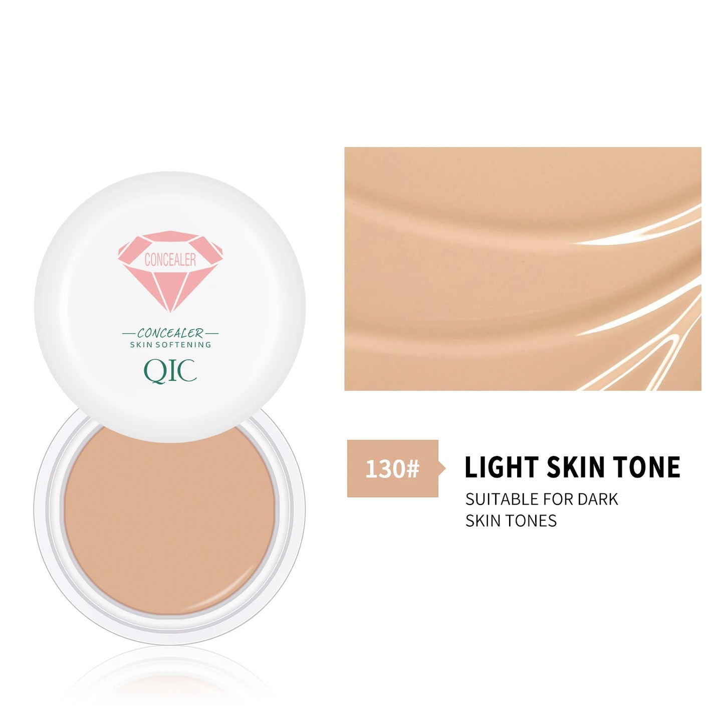 QIC Waterproof & Sweatproof Concealer Cream - Tattoo coverage, Long-Lasting Foundation, Natural,Full coverage, All Skin Types Beauty World Shop