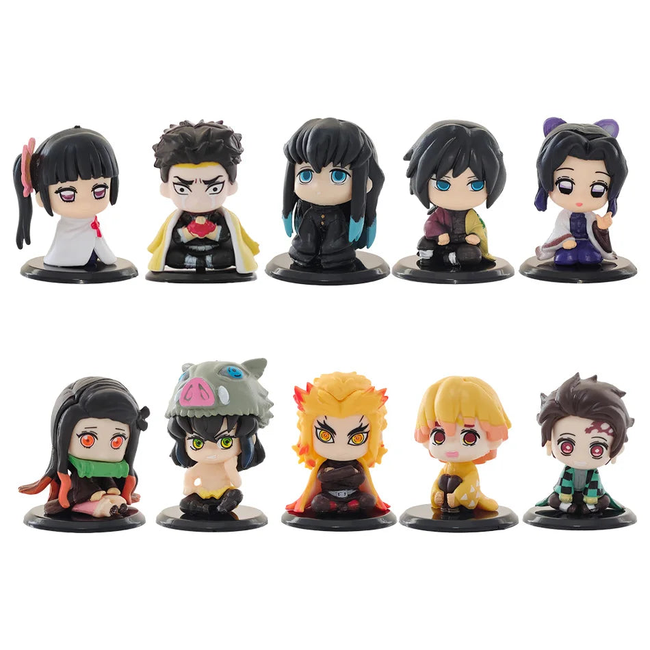 5 Style/Set Q Version Demon Slayer Sitting Ghost Doll Tanjiro Nidouzi Inosuke Zenizu Figure Action Figure Movie Model Toys Doll Beauty World Shop