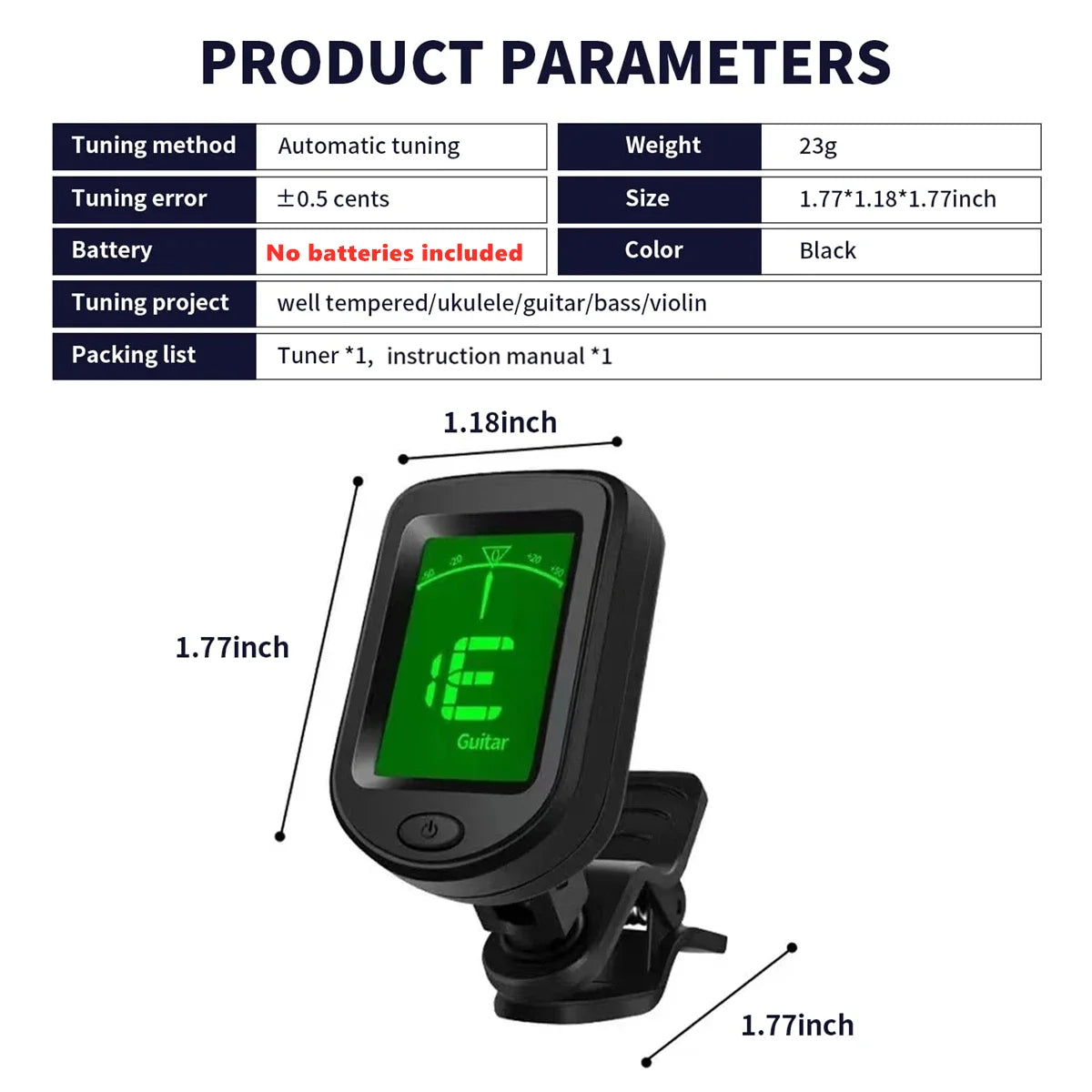Guitar Tuner For All Instruments Clip on Electronic Tuner for Guitar Bass Ukulele Violin Mandolin Banjo Beauty World Shop