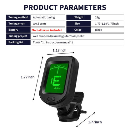 Guitar Tuner For All Instruments Clip on Electronic Tuner for Guitar Bass Ukulele Violin Mandolin Banjo Beauty World Shop