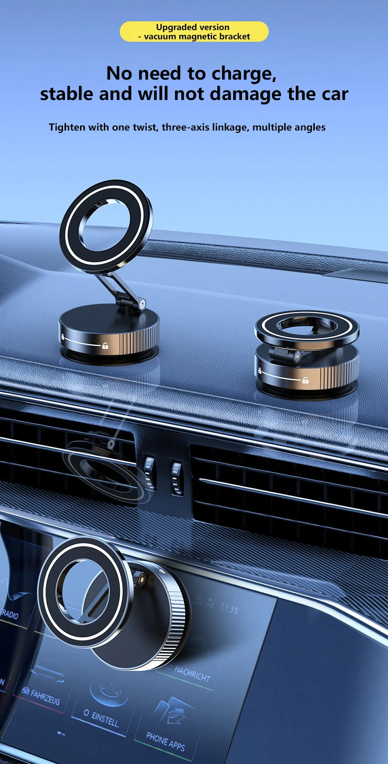 Super Strong Magnetic Phone Holder Foldable Design 360° Adjustable Vacuum Car Mount For Car Desk Bathroom Phone Holder Beauty World Shop
