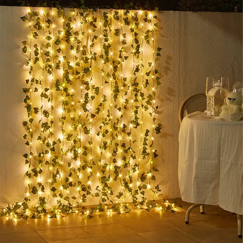 Flower Green Leaf String Lights Artificial Vine Fairy Lights Battery Powered Christmas Tree Garland Light for Weeding Home Decor Beauty World Shop