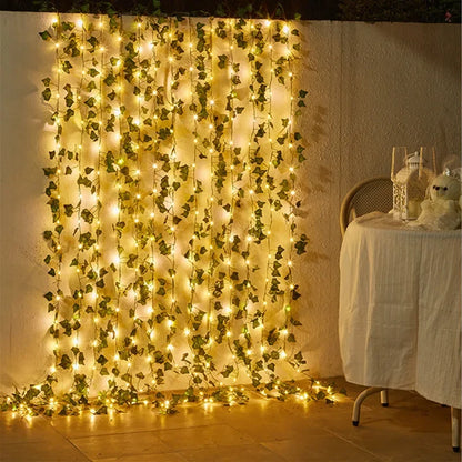Flower Green Leaf String Lights Artificial Vine Fairy Lights Battery Powered Christmas Tree Garland Light for Weeding Home Decor Beauty World Shop
