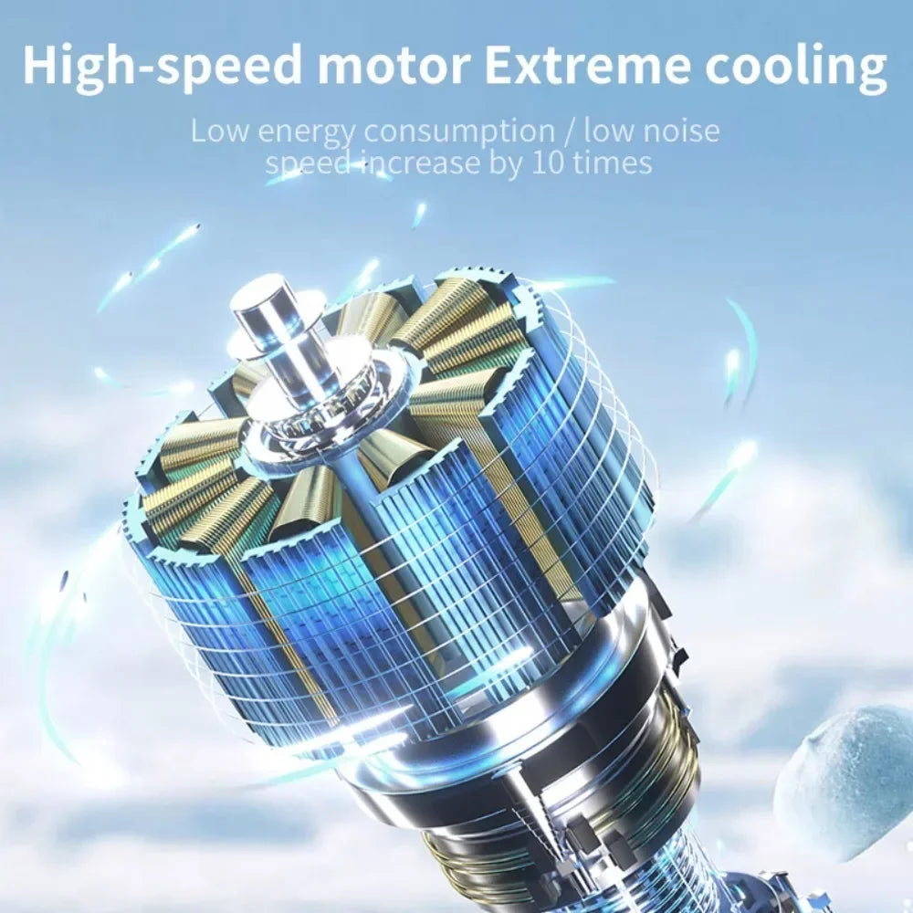 Handheld Portable Fan with Ice Cooler 4000mAh Rechargeable Pocket Fans Foldable Design LED Display 1-199-Speed Wind Cooling Fan