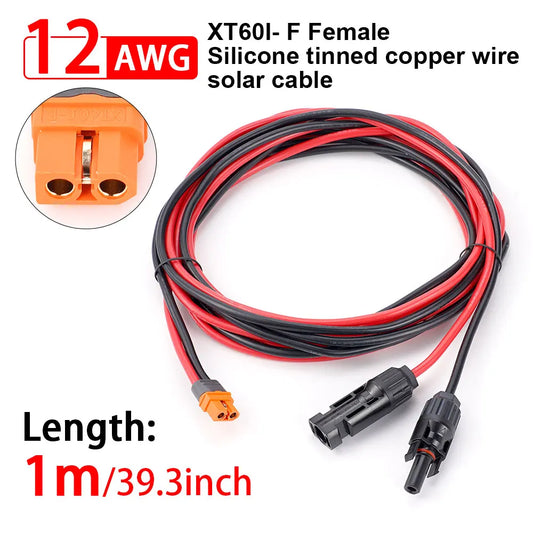 1/2/3M Solar Connector to XT60I- F Adapter 12AWG CableConnect Solar Panel Charge Cable for Solar Generator Portable Power Statio Beauty World Shop