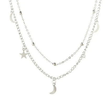 2025 New Fashion 2 Layer Star Moon Clavicle Chain Choker Necklace For Women Girl Party Jewelry Birthday Gifts Beauty World Shop