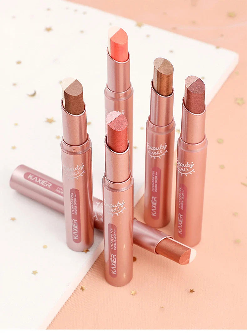 Gradient two-color eye shadow pen waterproof, sweat proof, not easy to smudge, pearlescent, fine shiny, lazy eye shadow s Beauty Trend Shop